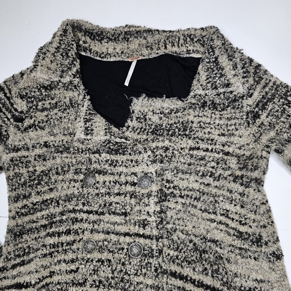 Free People Zebra Yarn Double Breasted Knit Cardigan Wool Blend Medium - Picture 4 of 16